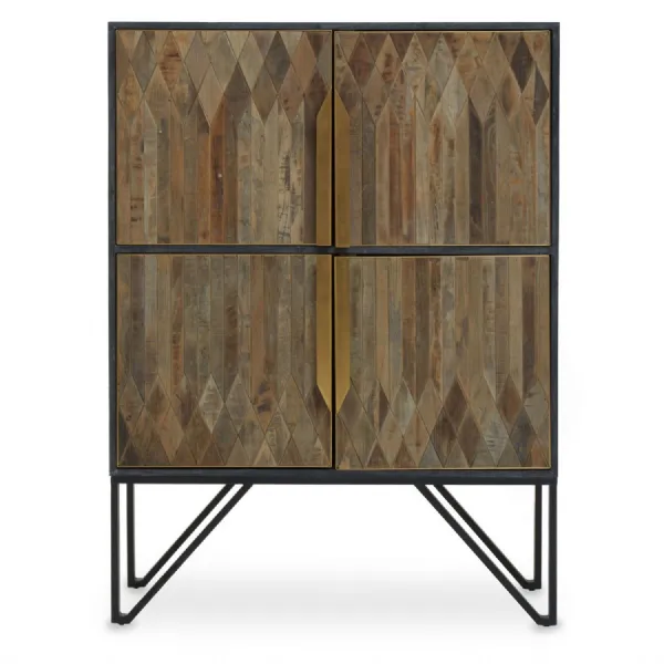 Zarina Geometric Recycled Wood Cabinet