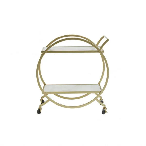 Avantis Gold Trolley With White Marble Shelves