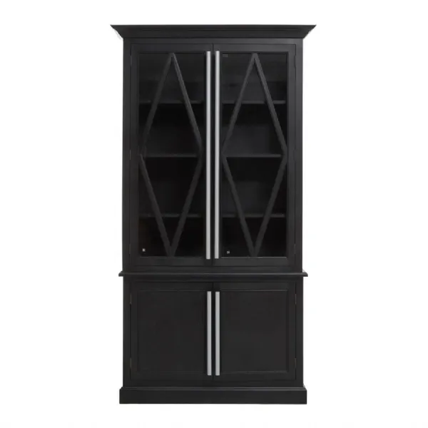 Lyon French 4 Door Black Finish Cabinet