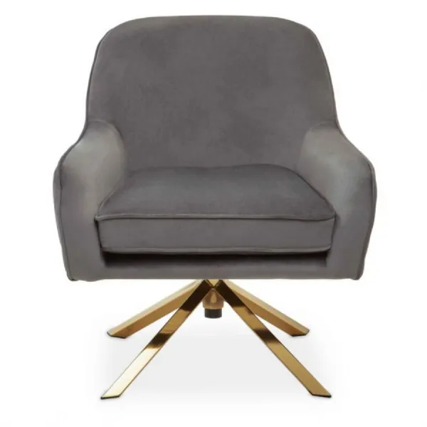 Retro Grey Velvet Chair