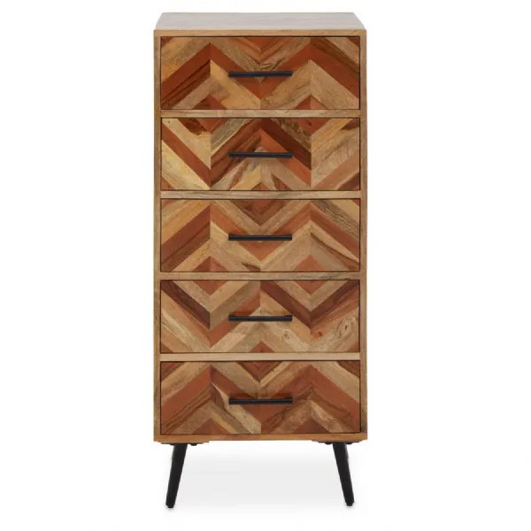 Boho Five Drawer Mango Wood Chest