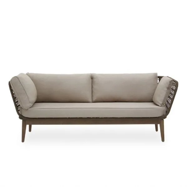 Mid Century Woven Indoor Outdoor Wide Three Seat Sofa
