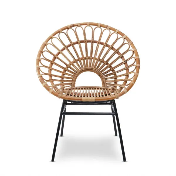 Retro Natural Rattan Flared Back Chair