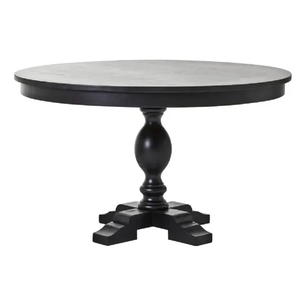 Lyon Black Oak Wood Round Table