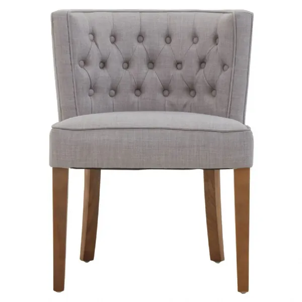 Grey Fabric Tufted Curved Dining Chair