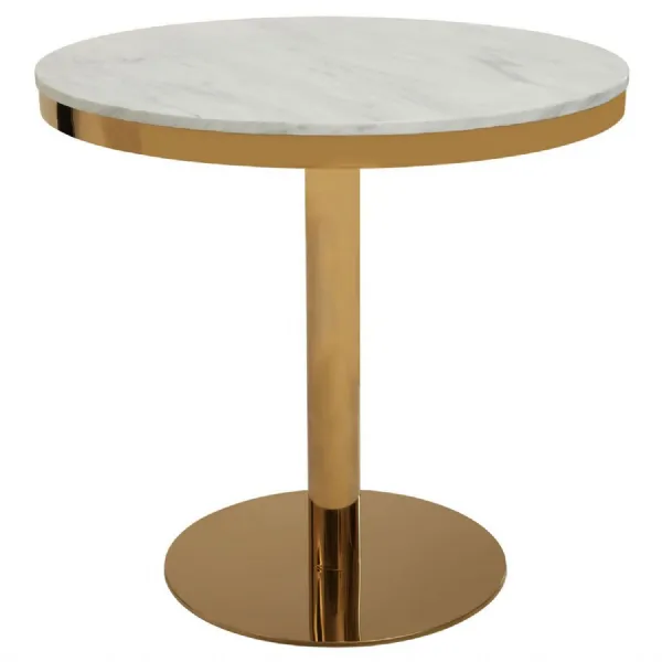 Luxe Round White Marble Top Dining Table