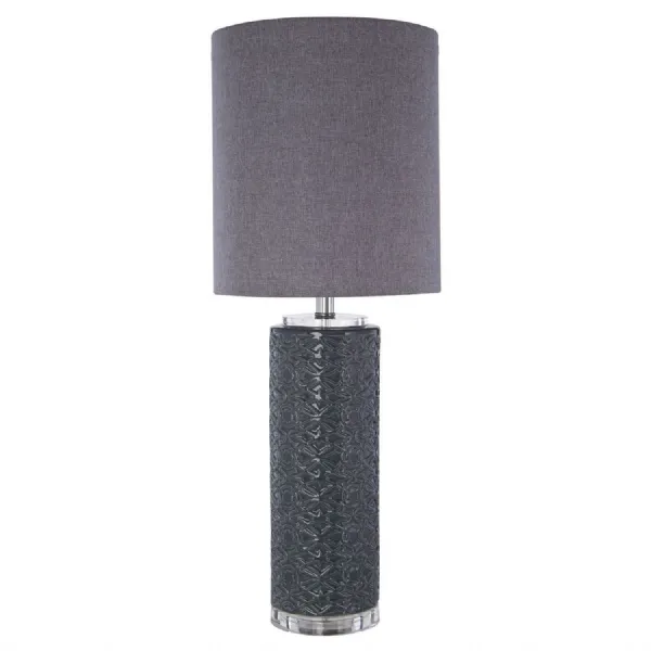 Black Ceramic Art Deco Base Fabric Shade Table Lamp