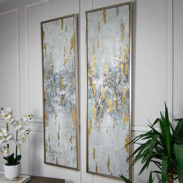 Abstract Design Set of 2 Wall Canvas Champagne Frame