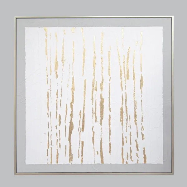 Gold Abstract Design Wall Canvas Art with Champagne Frame
