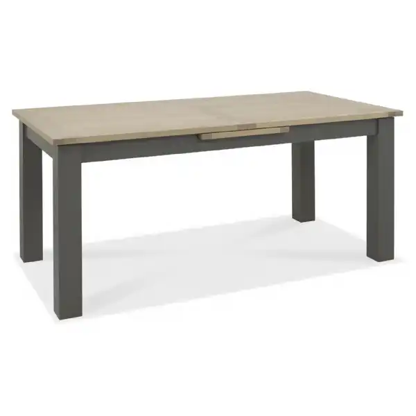 Large Dark Grey Painted Oak Top Extending Dining Table