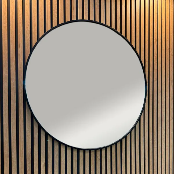 Black Metal 80cm Classic Round Wall Mirror