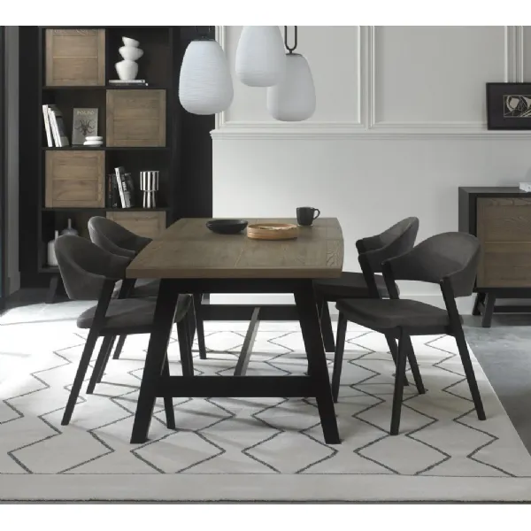 Oak Extending Dining Table Set 4 Grey Fabric Chairs