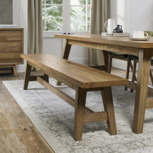 Rustic Oak Large Dining Bench 220cm