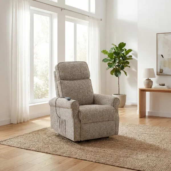 Moss Heather Fabric Rise and Recline Armchair Padded Seat