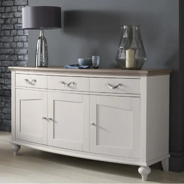 Large Grey Painted Washed Grey Oak Top Sideboard