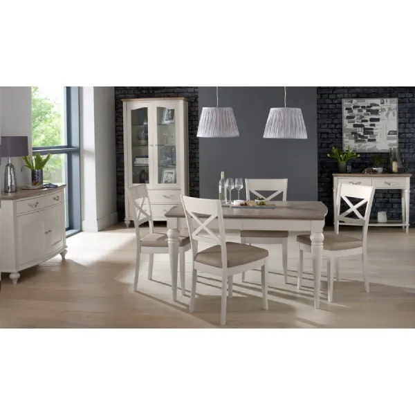 Grey Painted Extending Dining Table Washed Oak Top