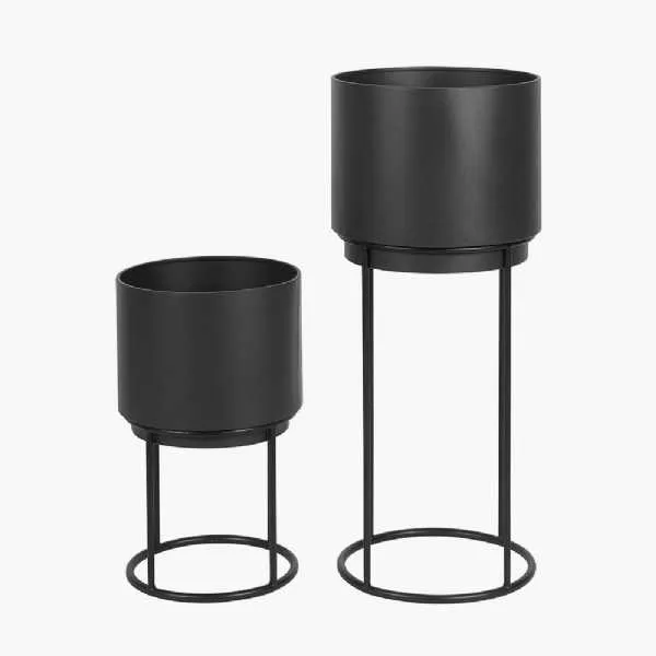 S 2 Graphite Metal Circular Planters