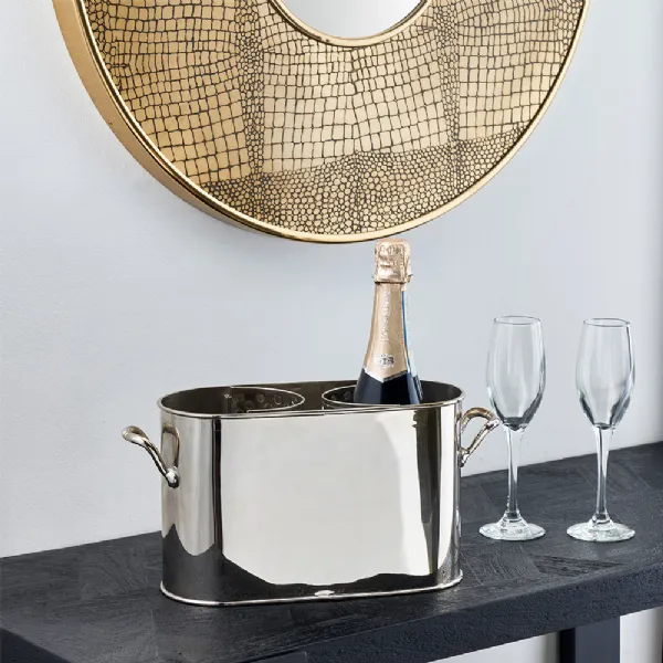 Silver Metal 2 Bottle Wine Holder with Handles