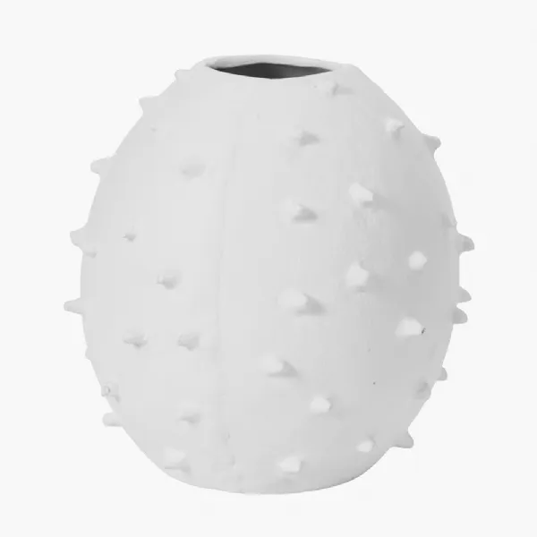 White Metal Vase with Bobbles
