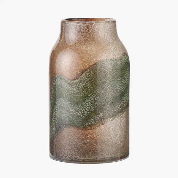 Valtellina Brown and Green Glass Vase