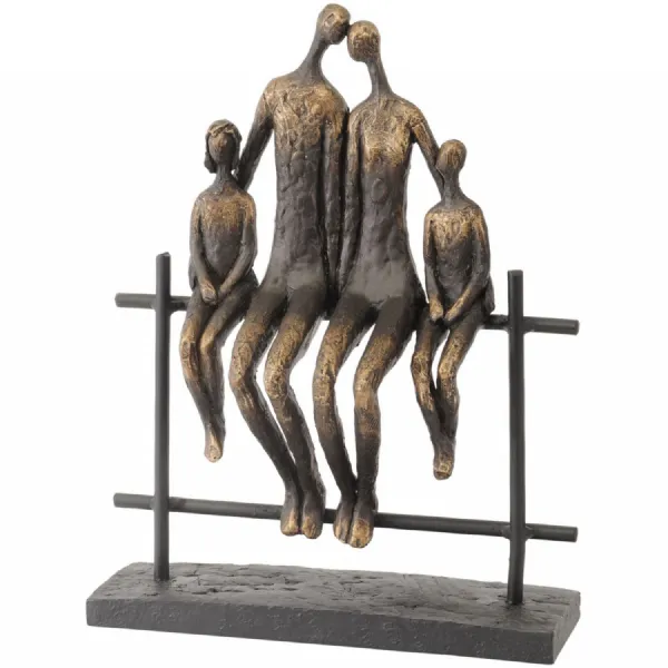 Duxford Antique Bronze Bench Family of Four Sculpture
