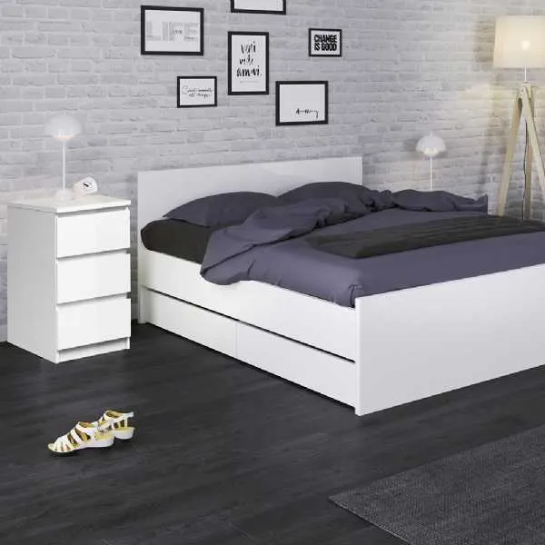White High Gloss 3 Drawer Chest