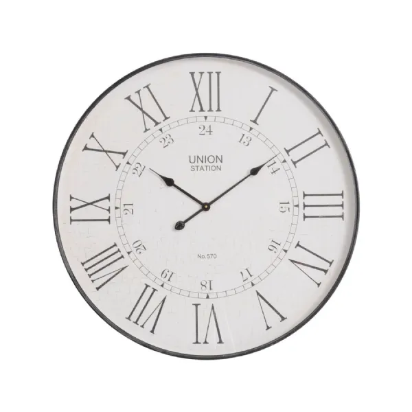 Antique Black Iron Round Wall Clock 80cm Diameter