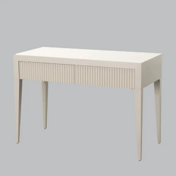 White Wooden Patterned 2 Drawer Dressing Table