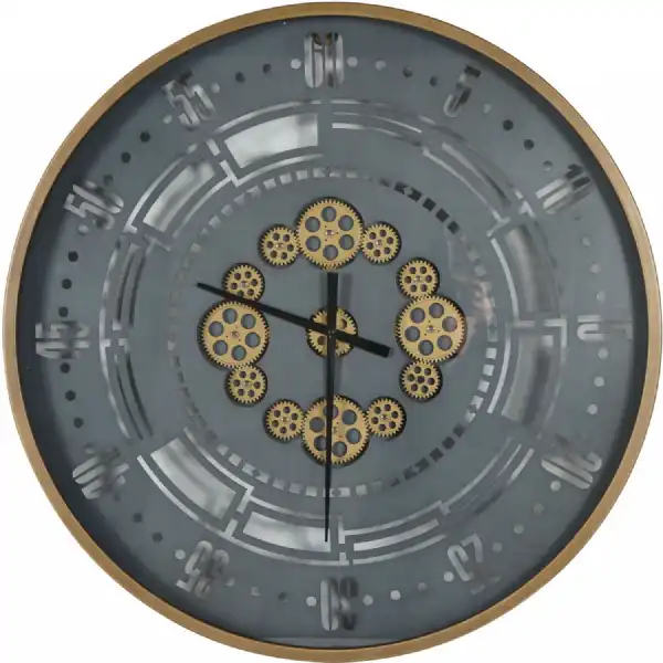 Industrial Round Gold and Grey Wall Clock 75cm