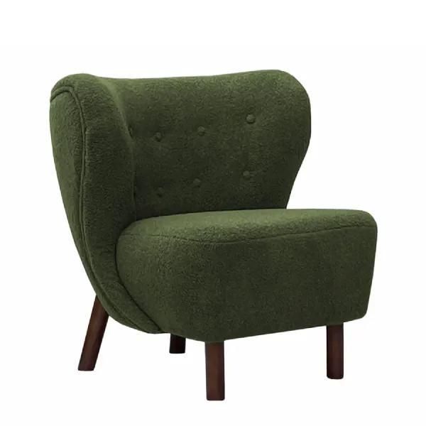 Green Boucle Upholstered Wingback Accent Chair