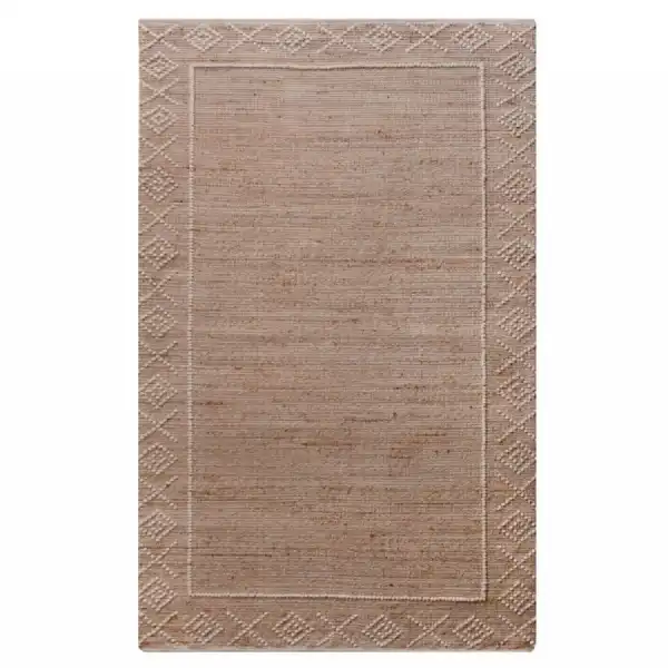 Hand Woven Natural And Ivory Jute and Wool Rug