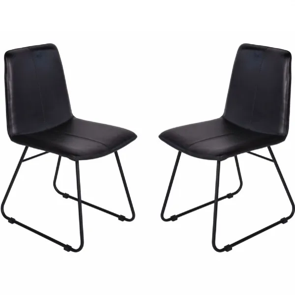 Leather Dining Chairs in Charcoal (Pair)