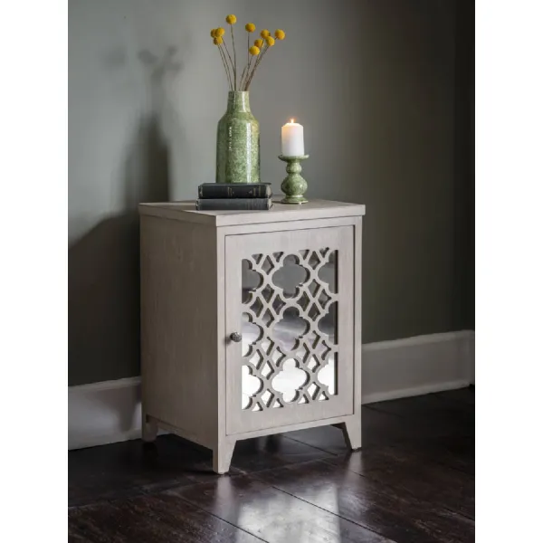 Grey Wooden Mirrored Sidetable