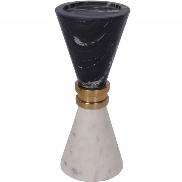 Ravello Black & White Marble Candle Holder 21cm