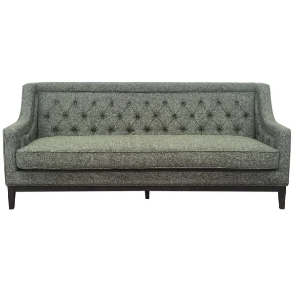 Green Fabric Buttoned Back Large 3 Seater Sofa