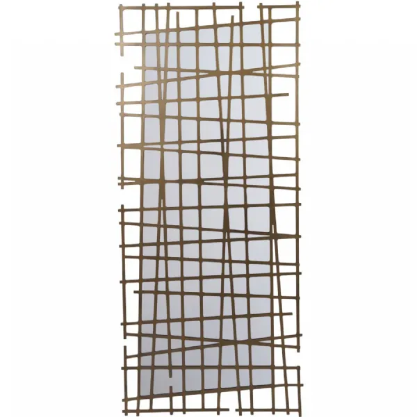 Art Deco Lattice Distressed Brass Finish Wall Decor Mirror