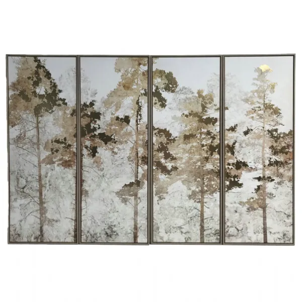 Gold Canvas Large Foil Trees Framed Wall Art Set of 4