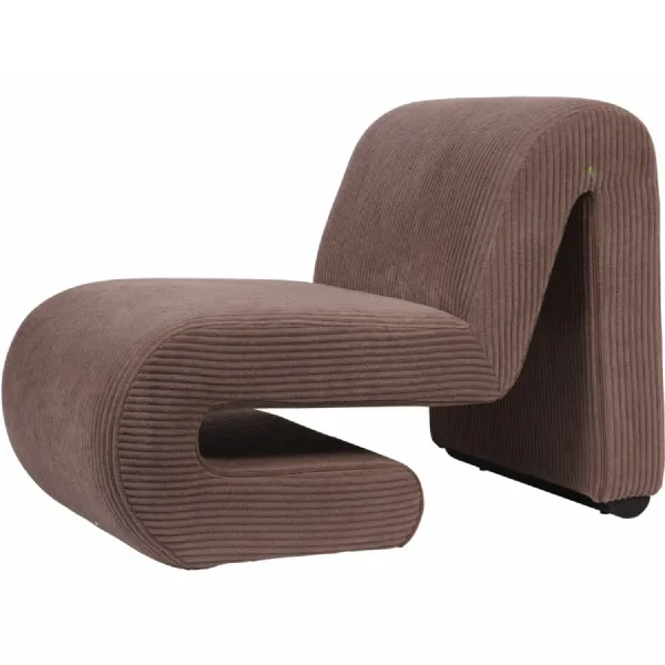 Brown Corduroy Accent Chair with Curved S Frame