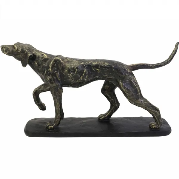 Bronze Hunter Dog Sculptural Ornament on Plinth