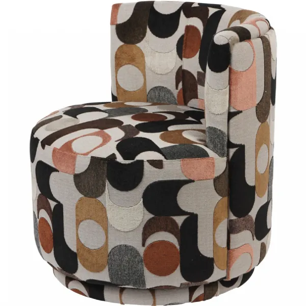 Retro Multi Colour Velvet Fabric Swivel Chair