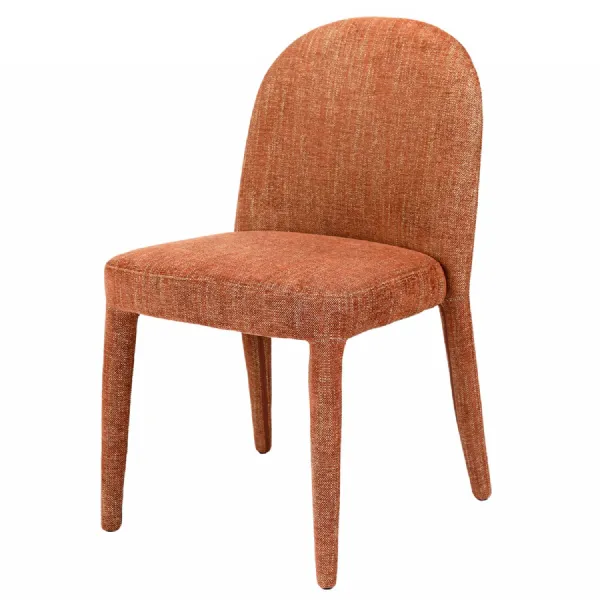 Brown Woven Fabric Upholstered Dining Chair