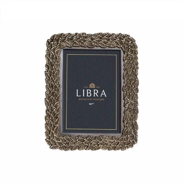 Antiqued Gold Leaf Photo Frame 5x7