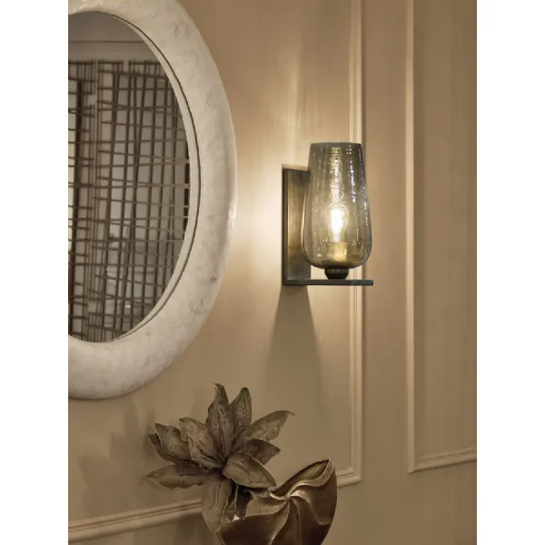 Gold Iron and Brown Glass Wall Light Tulip Shade