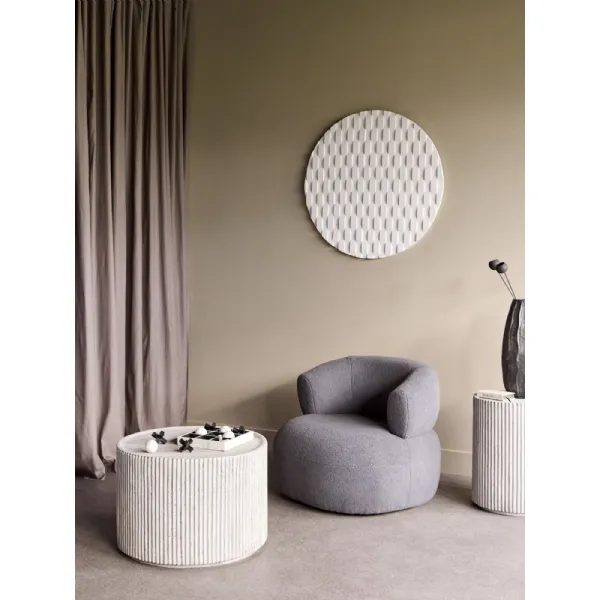 Ribbed Stone Effect Small Round Coffee Table