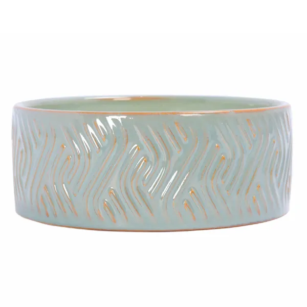 Serena Filled Wax Ceramic Bowl Green Blue, Green