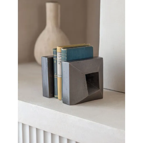Antique Grey Aluminium Sculptural Set of 2 Bookends
