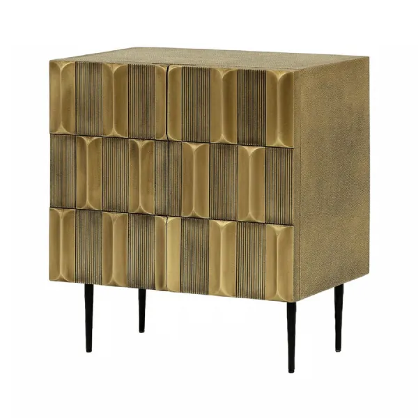 Brass Textured Metal 2 Door Storage Cabinet Tapered Legs