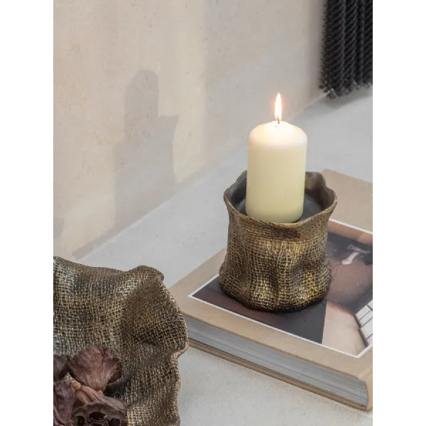 Antique Brass Aluminium Weave Candle Holder