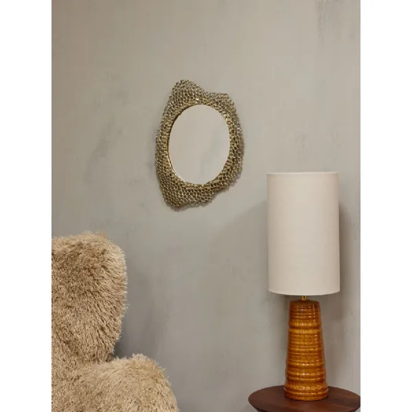 Gold Aluminium Wall Mirror with Honeycomb Design
