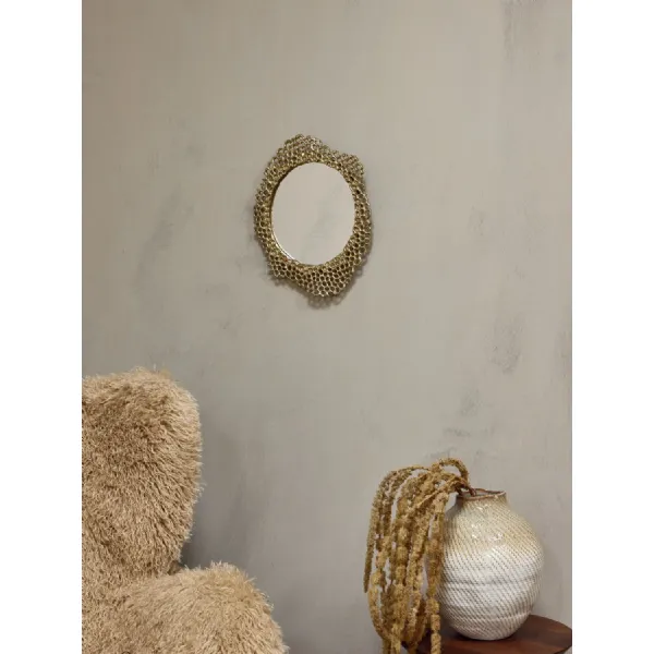 Gold Aluminium Honeycomb Wall Mirror with Irregular Edge